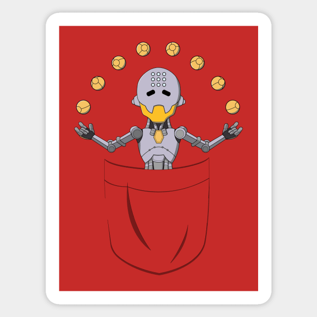 Pocket Healer: Zenyatta Sticker by rockbottle_designs